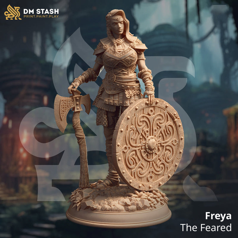 Female Fighter Ranger Shield Maiden | Miniature | 28mm, 32mm, 75mm, 100mm Scales | Pathfinder Figure | DnD | Figurine unpainted | DM Stash - Only-Games