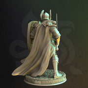 Human Paladin Fighter Sword & Shield | Miniature | 28mm, 32mm, 54mm,75mm, 100mm Scales | Pathfinder Figure | DnD | Figurine unpainted | - Only-Games