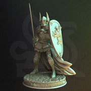 Human Paladin Fighter Sword & Shield | Miniature | 28mm, 32mm, 54mm,75mm, 100mm Scales | Pathfinder Figure | DnD | Figurine unpainted | - Only-Games