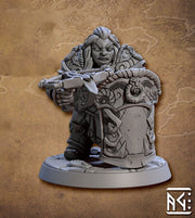 Female Dwarf Fighter Cleric with Crossbow & Tower Shield | 28mm, 32mm, 54mm, 75mm Scale Miniature | Dungeons and Dragons | Artisan Guild - Only-Games