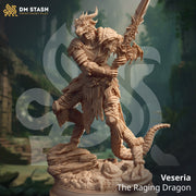 Dragonborn Fighter Paladin Ranger PC NPC Miniature | 28mm, 32mm, 54mm, 75mm, 100mm Scales | Pathfinder Figure | DnD | Figurine unpainted | - Only-Games
