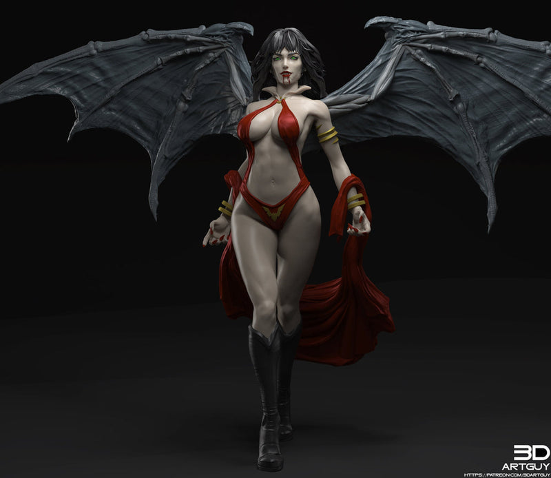 Female Vampire Strahd Bride Consort with Wings Pinup | 28mm, 32mm, 50mm,75mm,100mm | Dungeons and Dragons | Pathfinder |3DArtGuy - Only-Games