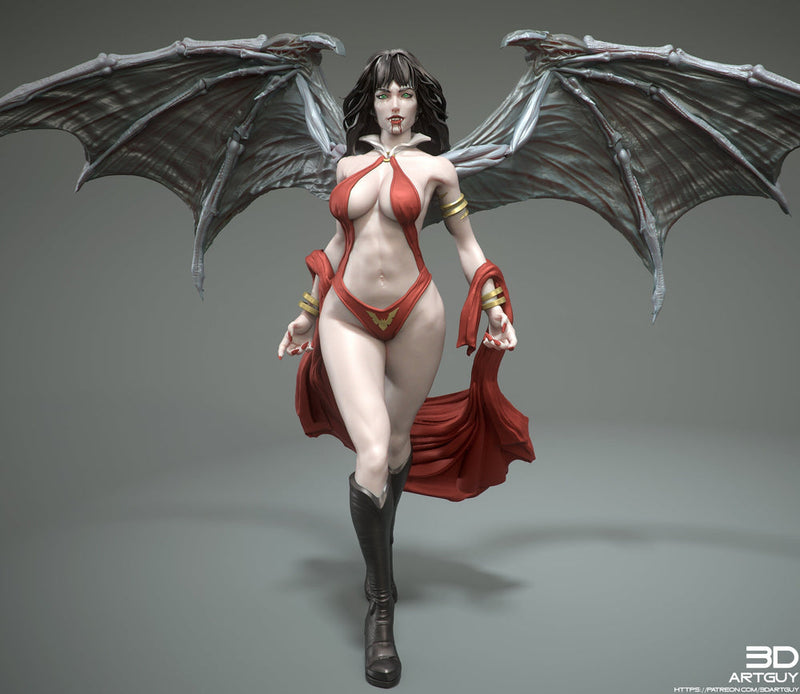 Female Vampire Strahd Bride Consort with Wings Pinup | 28mm, 32mm, 50mm,75mm,100mm | Dungeons and Dragons | Pathfinder |3DArtGuy - Only-Games