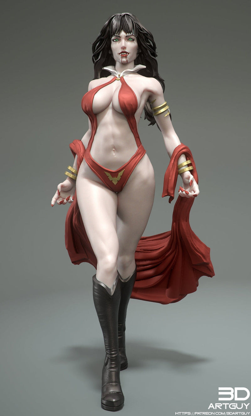 Female Vampire Strahd Bride Consort Pinup UNPAINTED | 28mm, 32mm, 50mm,75mm,100mm | Dungeons and Dragons | Pathfinder |3DArtGuy - Only-Games