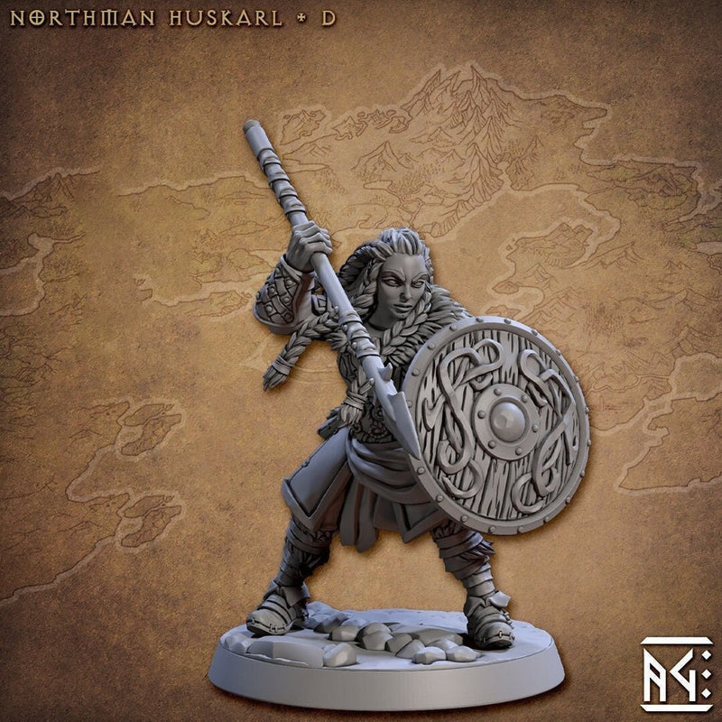 Female Ranger Fight Spear Shield | 28mm, 32mm, 54mm,75mm,100mm Scale Resin Miniature Dungeons and Dragons D&D Pathfinder | Artisan Guild - Only-Games