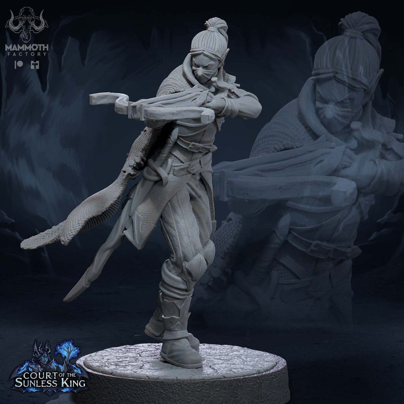 Female Elf Gloom Stalker Ranger Assassin Rogue Unpainted | 28mm,32mm,54mm,75mm,100mm Scale | Resin Dungeons and Dragons | Mammoth Factory - Only-Games