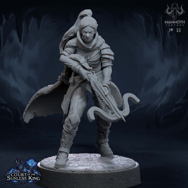 Female Elf Gloom Stalker Ranger Assassin Rogue Unpainted | 28mm,32mm,54mm,75mm,100mm Scale | Resin Dungeons and Dragons | Mammoth Factory - Only-Games