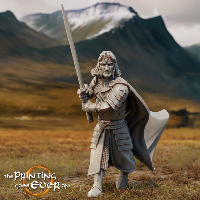 Human Ranger King Fighter with Sword | Miniature | 28mm, 32mm, 54mm, 75mm, 100mm Scales | Pathfinder Figure | DnD | Figurine unpainted | - Only-Games