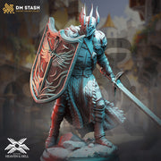 Human Paladin Fighter Sword & Shield | Miniature | 28mm, 32mm, 54mm,75mm, 100mm Scales | Pathfinder Figure | DnD | Figurine unpainted | - Only-Games