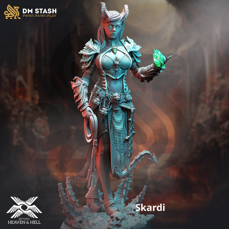 Female Tiefling Sorcerer Warlock Arcane Trickster  Miniature | 28mm, 32mm,54mm,75mm, 100mm Scales | Dungeons and Dragons  5E | DM Stash - Only-Games