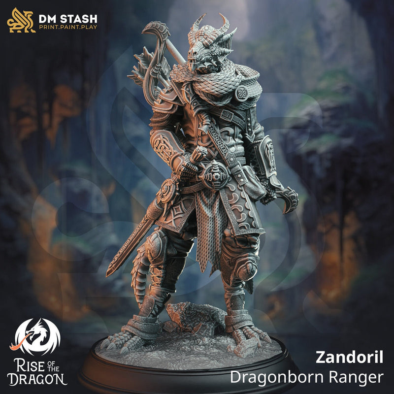 Dragonborn Ranger Fighter Paladin PC NPC Miniature | 5 Sizes /Scales | Pathfinder Figure DnD - Only-Games