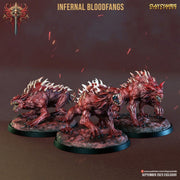 Fiend Hounds, Bloofd Fangs, Dire Chaos Wolves | 28mm, 32mm,54mm,75mm Scale | Dungeons and Dragons | Pathfinder Miniatures | Figurine | DnD | - Only-Games