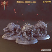Fiend Hounds, Bloofd Fangs, Dire Chaos Wolves | 28mm, 32mm,54mm,75mm Scale | Dungeons and Dragons | Pathfinder Miniatures | Figurine | DnD | - Only-Games
