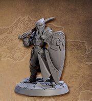 Elf Paladin Fighter Sword and Shield | 28mm, 32mm, 54mm,75mm,100mm Scale Resin Miniature Dungeons and Dragons D&D Pathfinder | Artisan Guild - Only-Games