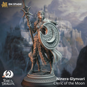 Elf Female Cleric Paladin Spear and Shield Miniature | 28mm, 32mm,54mm,75mm, 100mm Scales | Dungeons and Dragons Pathfinder | DM Stash - Only-Games