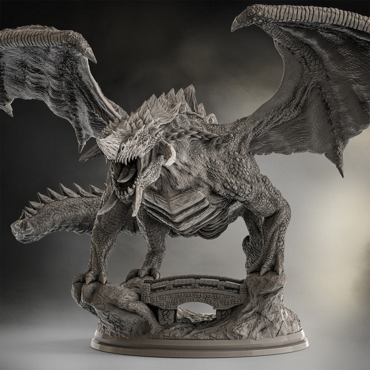 Chromatic Black Dragon (4 sizes) D&D  Miniature |  250mm Long,  200mm Wing Span | Resin Dragon Statue | Figurine | Dungeons and Dragons 5e - Only-Games
