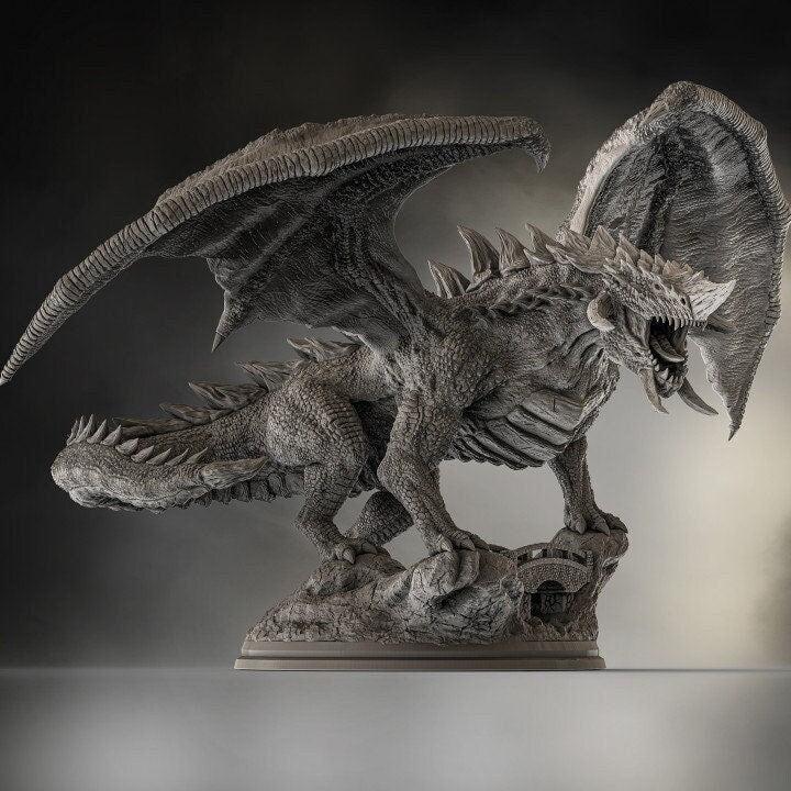 Chromatic Black Dragon (4 sizes) D&D  Miniature |  250mm Long,  200mm Wing Span | Resin Dragon Statue | Figurine | Dungeons and Dragons 5e - Only-Games
