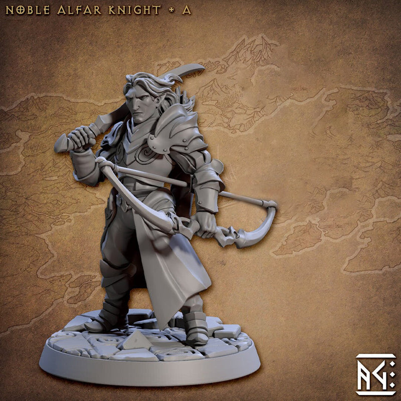 Elf Ranger Fighter Sword and Bow | 28mm, 32mm, 54mm,75mm,100mm Scale Resin Miniature Dungeons and Dragons D&D Pathfinder | Artisan Guild - Only-Games