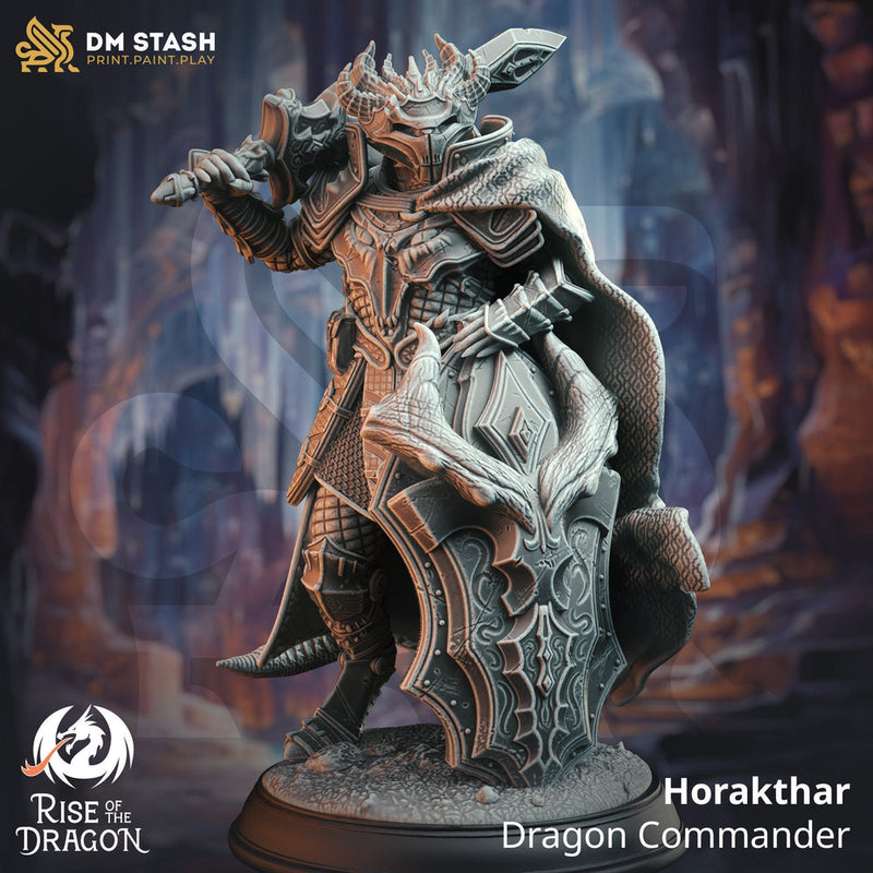 Dragonborn Fighter Paladin Commander PC NPC Miniature | 28mm, 32mm, 54mm, 75mm, 100mm Scales | Pathfinder Figure DnD | DM Stash | - Only-Games