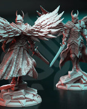 Human Winged Paladin Cleric with Sword | Miniature | 28mm, 32mm, 54mm,75mm, 100mm Scales | Pathfinder Figure | DnD | Figurine unpainted | - Only-Games
