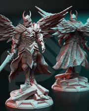 Human Winged Paladin Cleric with Sword | Miniature | 28mm, 32mm, 54mm,75mm, 100mm Scales | Pathfinder Figure | DnD | Figurine unpainted | - Only-Games