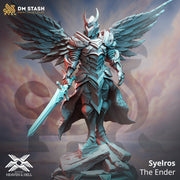 Human Winged Paladin Cleric with Sword | Miniature | 28mm, 32mm, 54mm,75mm, 100mm Scales | Pathfinder Figure | DnD | Figurine unpainted | - Only-Games