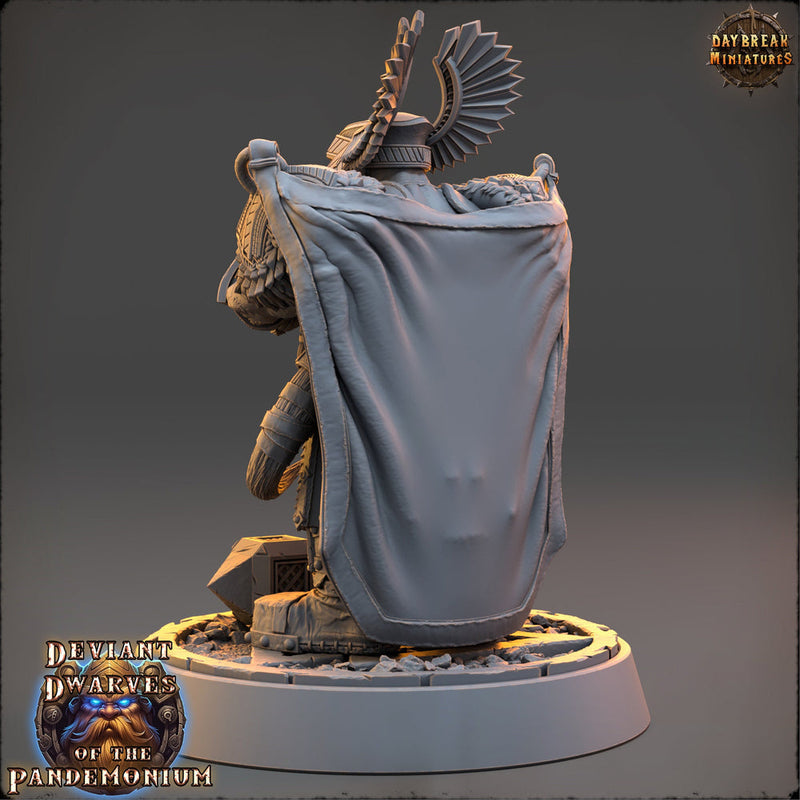 Dwarf Duergar Fighter Hammer | D&D| 28mm,32mm,54mm, 75mm, 100mm Scale | Pathfinder Mini for Painting | Daybreak Miniatures - Only-Games