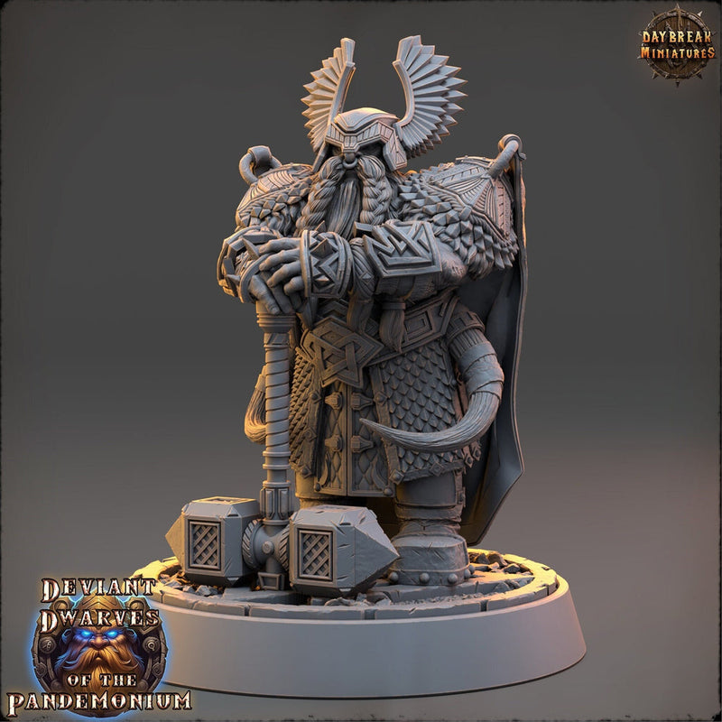 Dwarf Duergar Fighter Hammer | D&D| 28mm,32mm,54mm, 75mm, 100mm Scale | Pathfinder Mini for Painting | Daybreak Miniatures - Only-Games