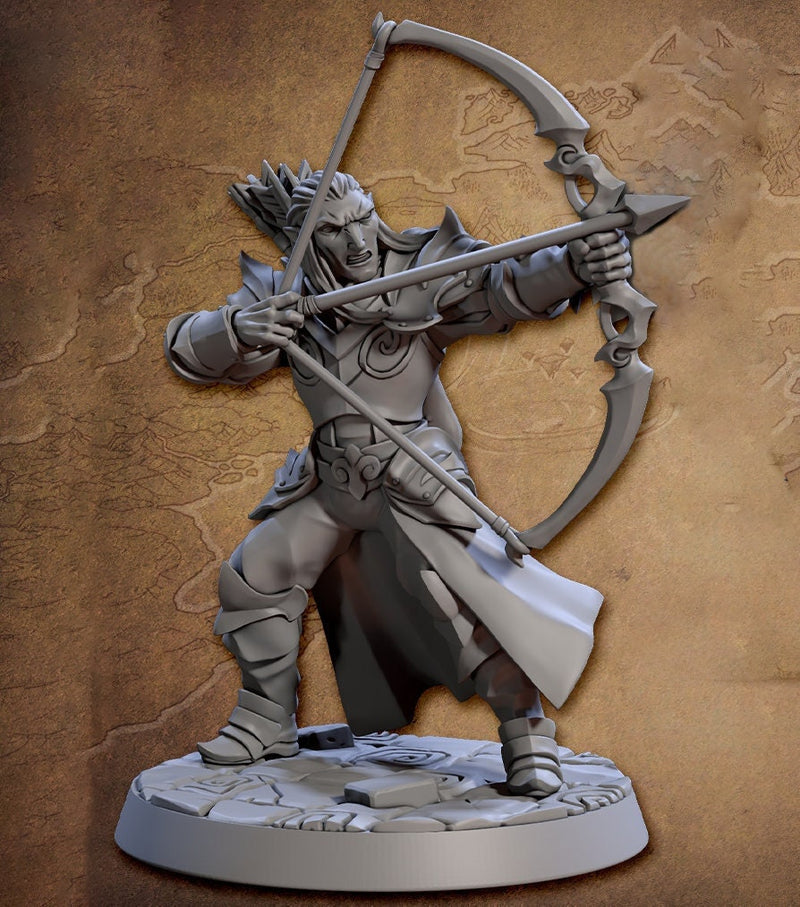 Elf Ranger Fighter Sharpshooter Bow | 28mm, 32mm, 54mm,75mm,100mm Scale Resin Miniature Dungeons and Dragons D&D Pathfinder | Artisan Guild - Only-Games