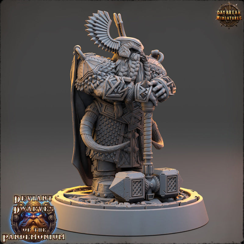 Dwarf Duergar Fighter Hammer | D&D| 28mm,32mm,54mm, 75mm, 100mm Scale | Pathfinder Mini for Painting | Daybreak Miniatures - Only-Games