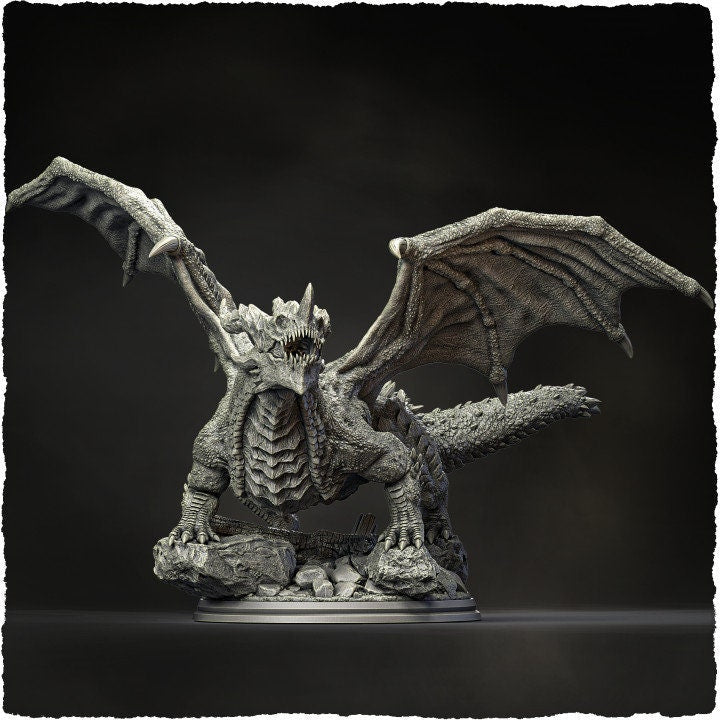 Chromatic Blue Dragon (4 sizes) D&D Miniature | 250mm Long, 225mm Wing Span | Resin Dragon Statue | Figurine - Only-Games
