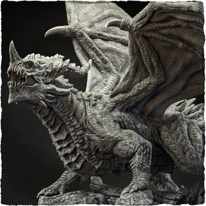 Chromatic Blue Dragon (4 sizes) D&D Miniature | 250mm Long, 225mm Wing Span | Resin Dragon Statue | Figurine - Only-Games