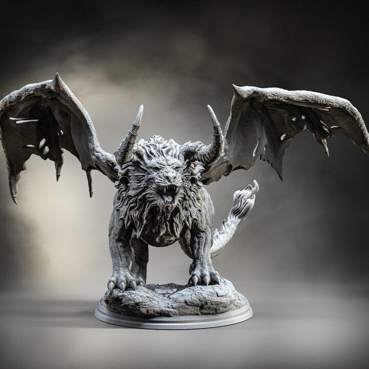 Manticore (4 sizes available) Miniature | 28mm ,32mm, 54mm, 75mm Scale | Pathfinder Figure | DnD 5E | Figurine unpainted | - Only-Games