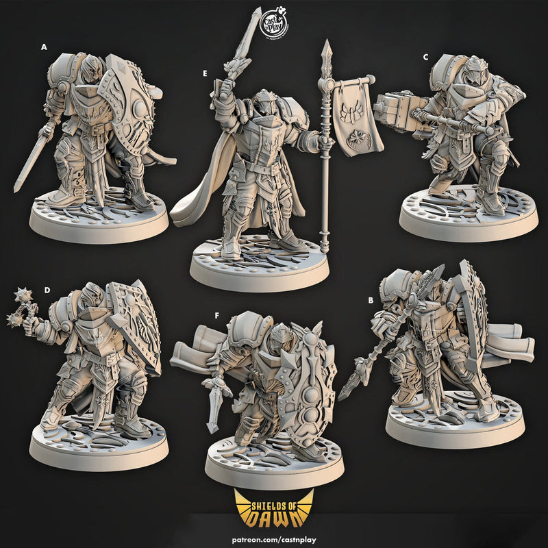 Paladins Fighters Clerics Full Plate mail D&D 5e Miniatures | Dungeons n Dragons|28mm,32mm,54mm,75mm,100mm | Pathfinder |Unpainted|CastnPlay - Only-Games