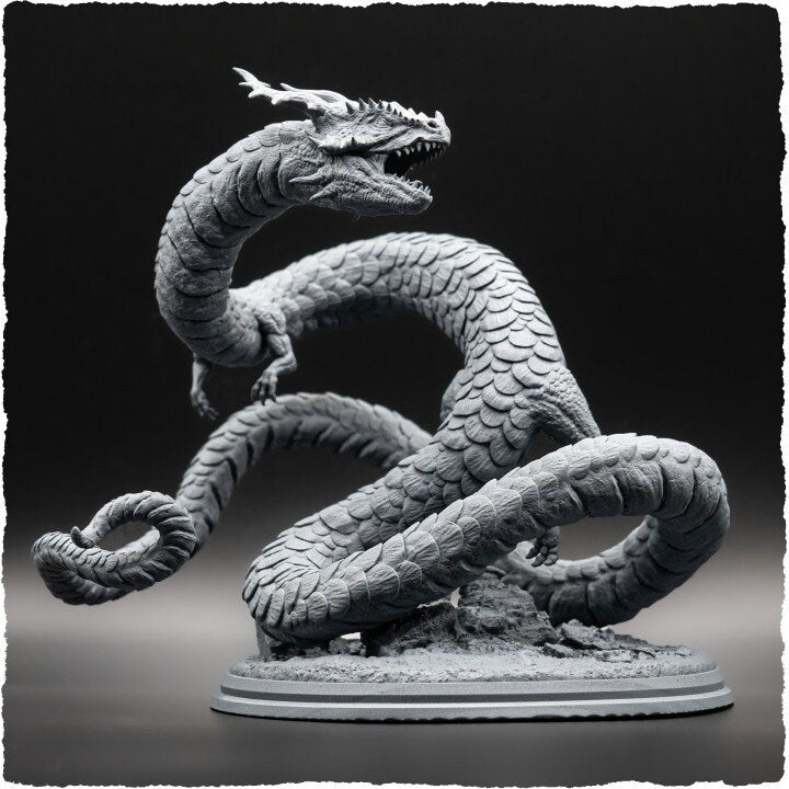 Asian Dragon Wingless (4 sizes) D&D  Miniature | 110mm High | Resin Dragon Statue | Figurine | Dungeons and Dragons 5e - Only-Games