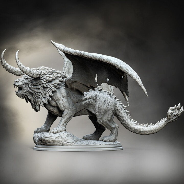 Manticore (4 sizes available) Miniature | 28mm ,32mm, 54mm, 75mm Scale | Pathfinder Figure | DnD 5E | Figurine unpainted | - Only-Games