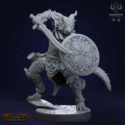 Dragonborn Fighter Sword n Shield  | 28mm,32mm,54mm,75mm,100mm Scale Resin Mini | Dungeons and Dragons D&D 5e | Pathfinder | Mammoth Factory - Only-Games