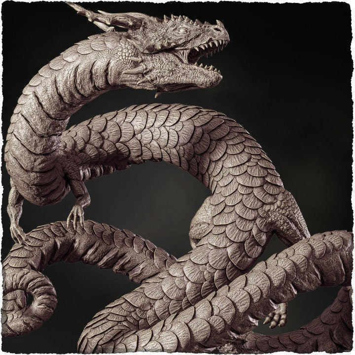 Asian Dragon Wingless (4 sizes) D&D  Miniature | 110mm High | Resin Dragon Statue | Figurine | Dungeons and Dragons 5e - Only-Games