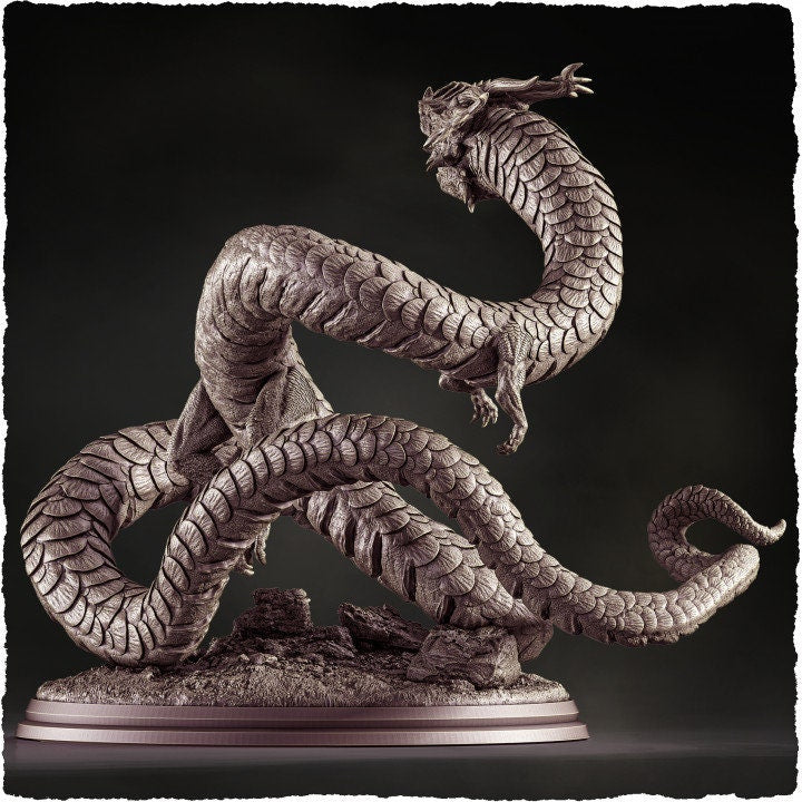 Asian Dragon Wingless (4 sizes) D&D  Miniature | 110mm High | Resin Dragon Statue | Figurine | Dungeons and Dragons 5e - Only-Games