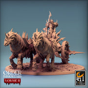 Oathbreaker Paladin (Helm) on Dual horse Chariot, Fighter Unpainted Miniature | 28mm, 32mm,54mm Scales |Dungeons and Dragons Pathfinder - Only-Games