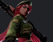 Female Soldier Machine Gun Sexy Pin Up Miniature | NSFW Topless version | 28mm, 32mm,54mm, 75mm, 100mm Scales | Sci-Fi miniatures | Fan Art - Only-Games