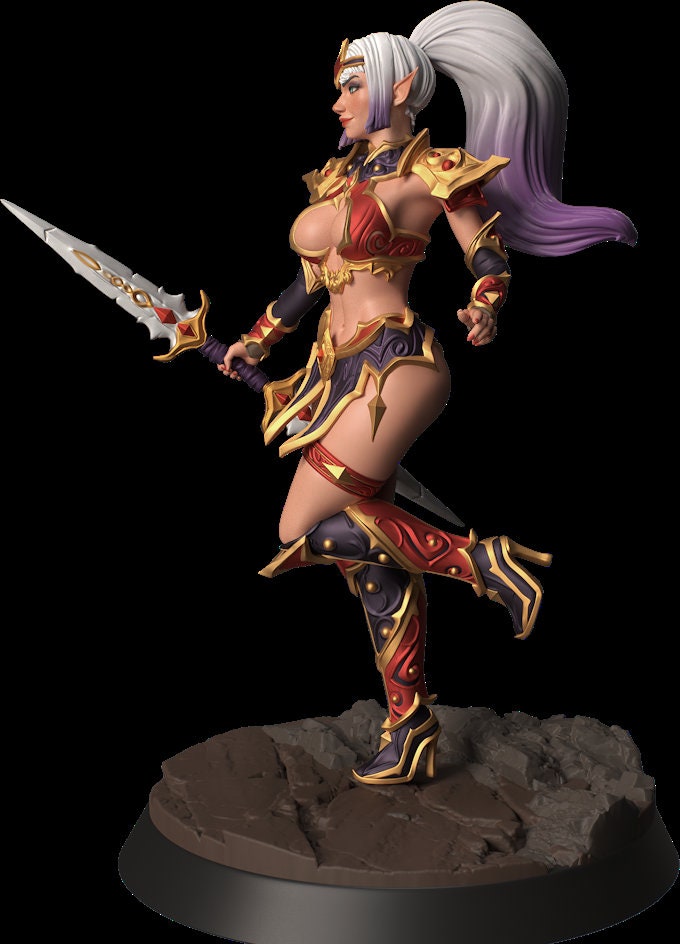 Female Elf Bladesinger Wizard, Sorcerer, Monk Sexy Pinup PC NPC Unpainted Resin | 28mm, 32mm,54mm,75mm,100mm Scale | Dungeons & Dragons 5e - Only-Games