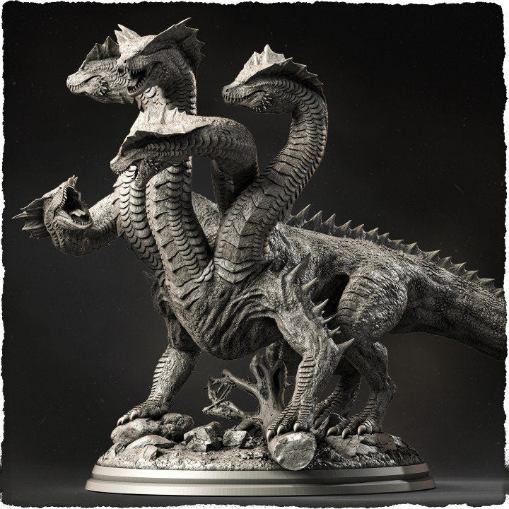 HYDRA 5 heads (2 sizes 28mm, 32mm Scale) D&D  Miniature |  140mm High, 200mm Long,   | Resin Hydra Statue Figurine | Dungeons and Dragons 5e - Only-Games