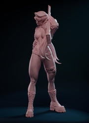 Female Soldier Machine Gun Sexy Pin Up Miniature | NSFW Topless version | 28mm, 32mm,54mm, 75mm, 100mm Scales | Sci-Fi miniatures | Fan Art - Only-Games