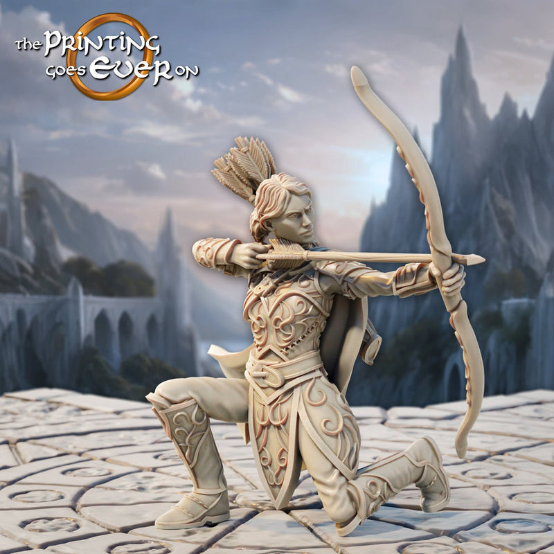 Female Elf Ranger Sharpshooter Fighter w/ Bow |  Unpainted Miniature | 28mm,32mm,54mm,75mm,100mm Scales | Pathfinder Figure | DnD | Figurine - Only-Games