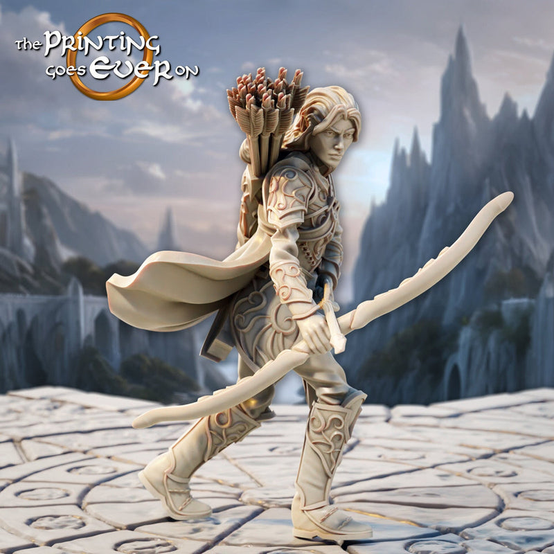 Male Elf Ranger Sharpshooter Fighter w/ Bow |  Unpainted Miniature | 28mm,32mm,54mm,75mm,100mm Scales | Pathfinder Figure | DnD | Figurine - Only-Games