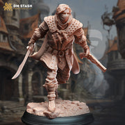 Human Rogue, Gunslinger, Thief, Assassin | 28mm, 32mm,54mm,75mm, 100mm Scale Resin Miniature | Dungeons and Dragons Pathfinder | DM Stash - Only-Games