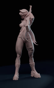 Female Soldier Machine Gun Sexy Pin Up Miniature | NSFW Topless version | 28mm, 32mm,54mm, 75mm, 100mm Scales | Sci-Fi miniatures | Fan Art - Only-Games