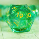 Green and Gold Shimmer Liquid Core Dice Set