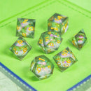 Black Liquid Core Shimmer Dice with Gold Numbering